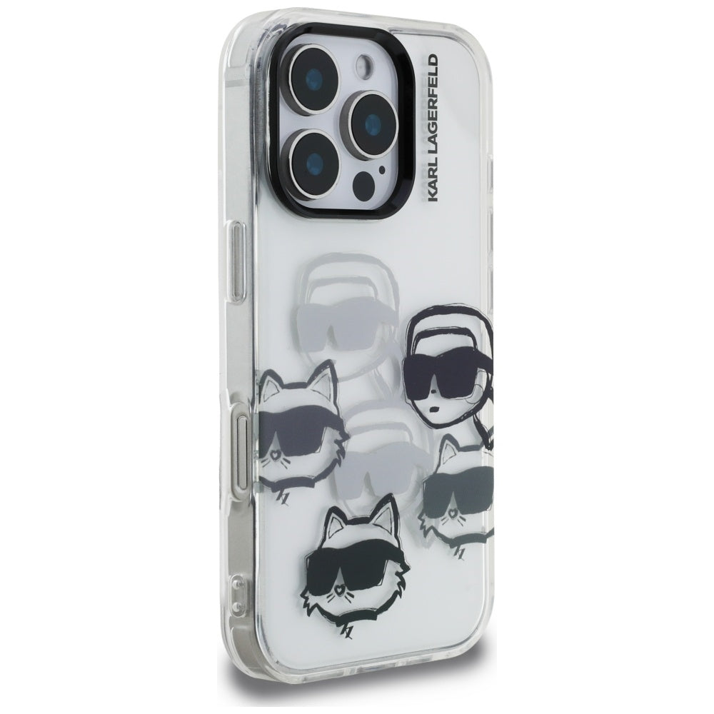 Etui na Apple iPhone 16 Pro Max, Karl Lagerfeld, IML Luxury Multi Head Pattern, Przezroczyste