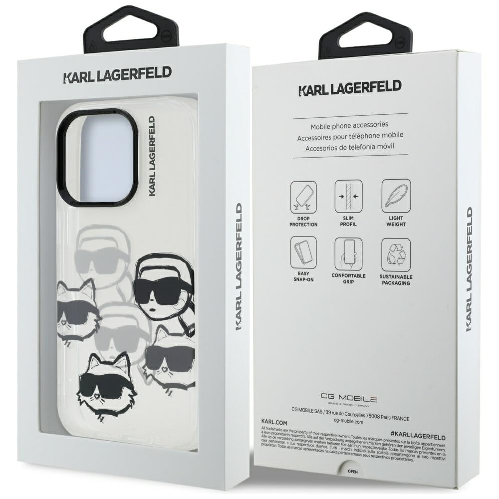 Etui na Apple iPhone 16 Pro Max, Karl Lagerfeld, IML Luxury Multi Head Pattern, Przezroczyste