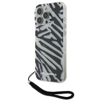 Etui na Apple iPhone 16 Pro Max, Karl Lagerfeld, IML Luxury Zebra Pattern with Strap, Czarne