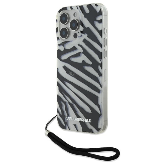 Etui na Apple iPhone 16 Pro Max, Karl Lagerfeld, IML Luxury Zebra Pattern with Strap, Czarne