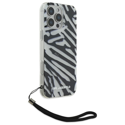 Etui na Apple iPhone 16 Pro Max, Karl Lagerfeld, IML Luxury Zebra Pattern with Strap, Czarne