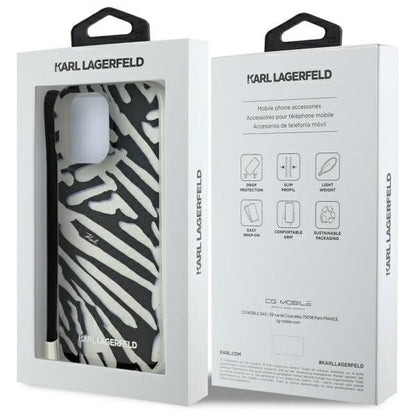 Etui na Apple iPhone 16 Pro Max, Karl Lagerfeld, IML Luxury Zebra Pattern with Strap, Czarne