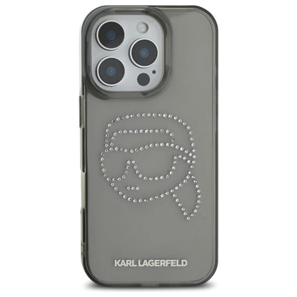Etui na Apple iPhone 16 Pro Max, Karl Lagerfeld, IML Rhinestones Karl's Head, Czarne