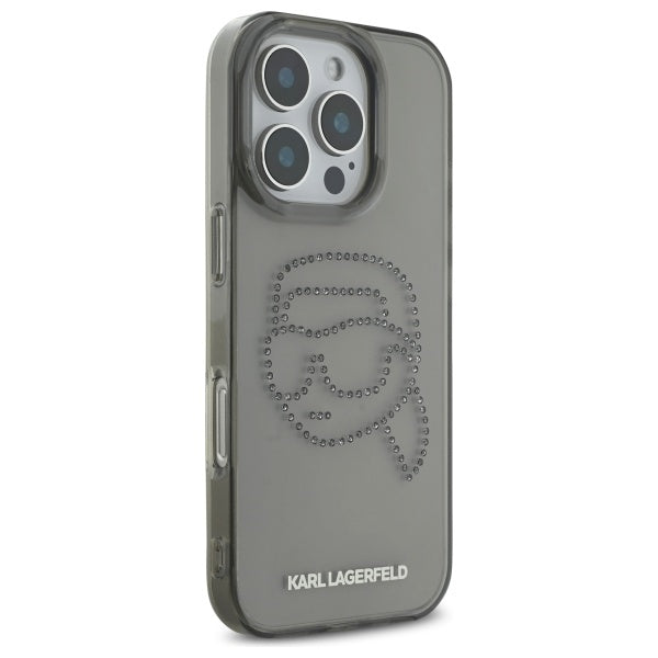 Etui na Apple iPhone 16 Pro Max, Karl Lagerfeld, IML Rhinestones Karl's Head, Czarne