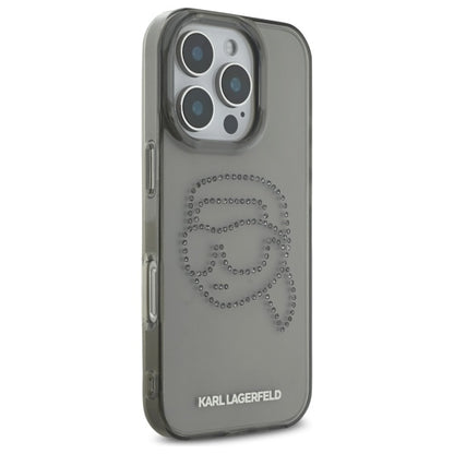 Etui na Apple iPhone 16 Pro Max, Karl Lagerfeld, IML Rhinestones Karl's Head, Czarne