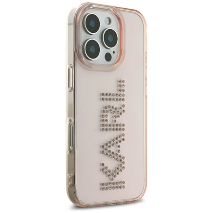 Etui na Apple iPhone 16 Pro Max, Karl Lagerfeld, IML Rhinestones Pink Logo, Różowy