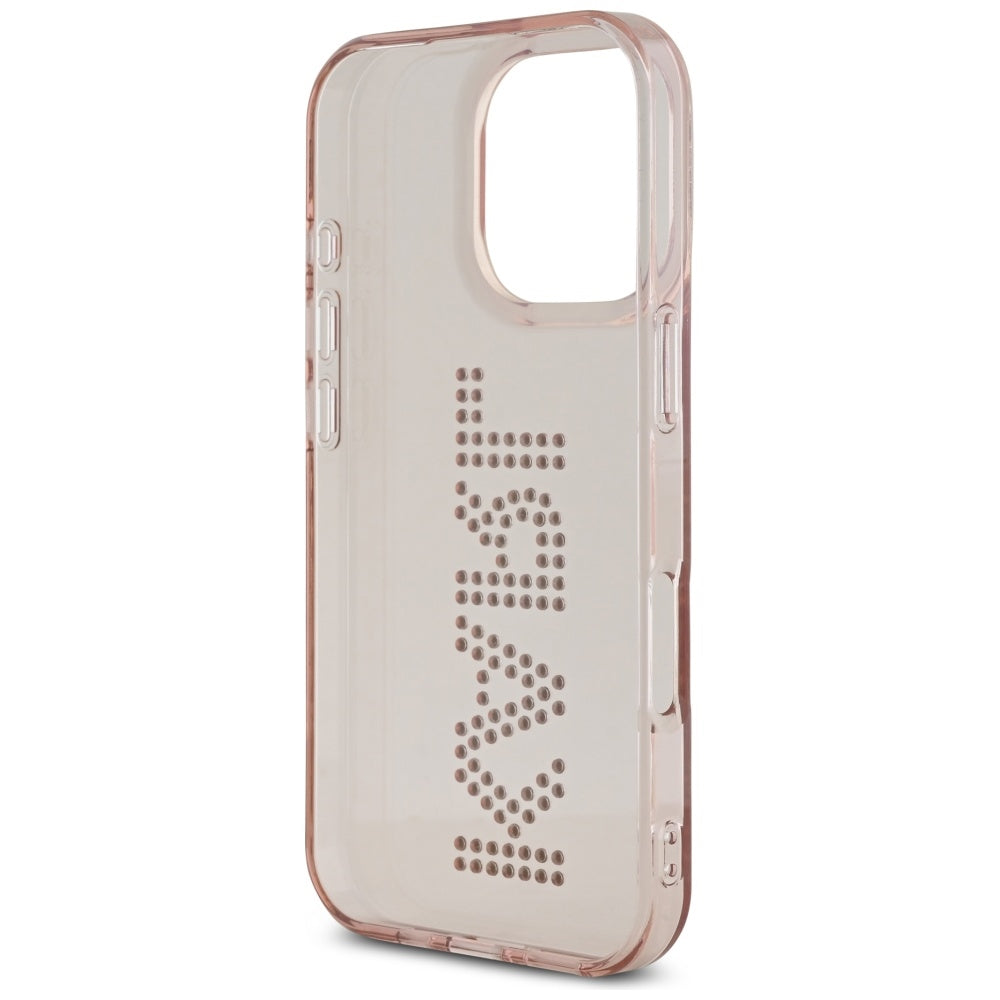 Etui na Apple iPhone 16 Pro Max, Karl Lagerfeld, IML Rhinestones Pink Logo, Różowy