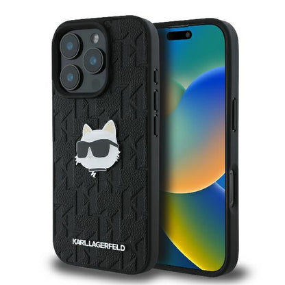 Etui na Apple iPhone 16 Pro Max, Karl Lagerfeld, Monogram Choupette's Head, Czarne