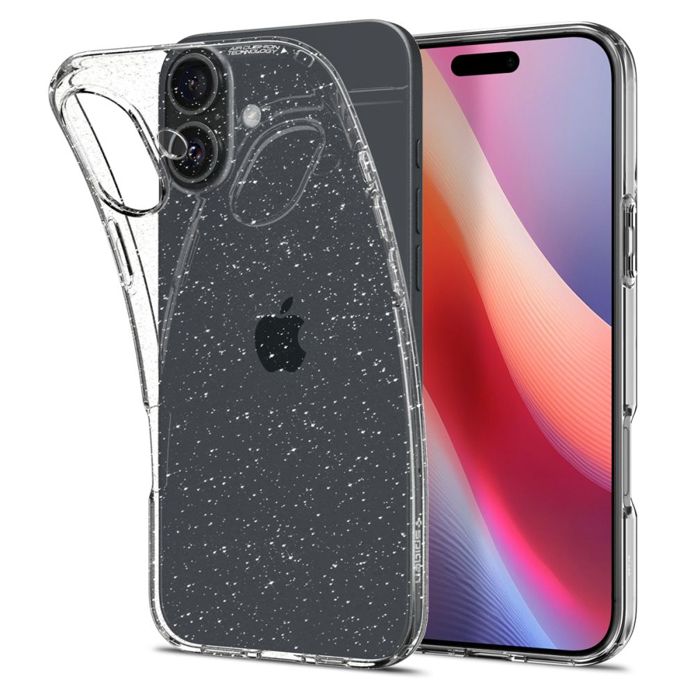 Case for Apple iPhone 16, Spigen, Liquid Crystal Glitter, Transparent ACS08192