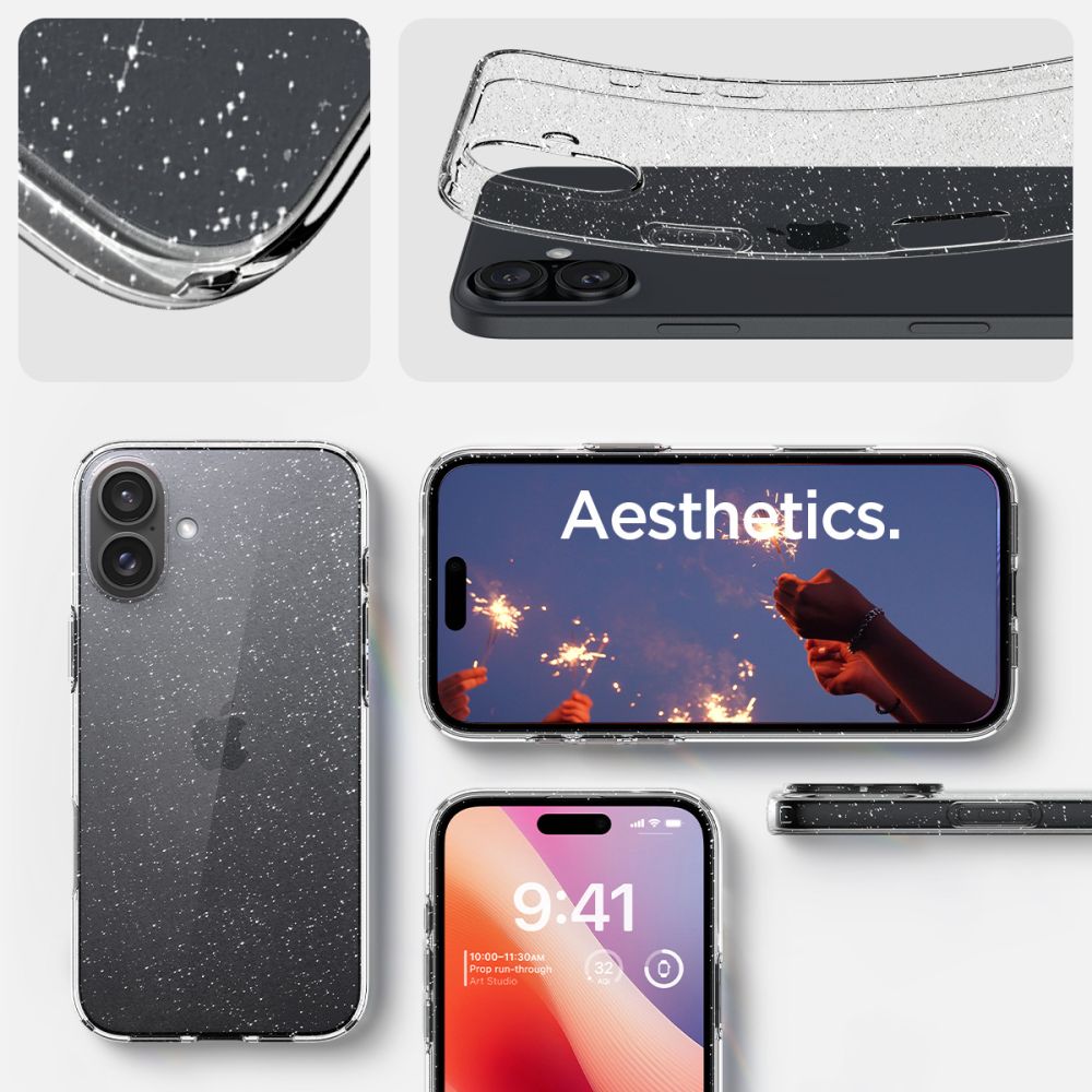 Case for Apple iPhone 16, Spigen, Liquid Crystal Glitter, Transparent ACS08192