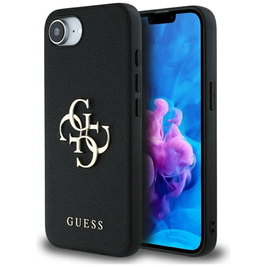 Etui na Apple iPhone 16e, Guess, 4G Grained Big and Classic Logo, Czarne