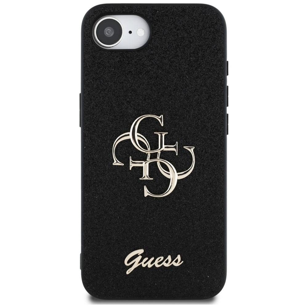 Etui na Apple iPhone 16e, Guess, Fixed Glitter Big 4G, Czarne