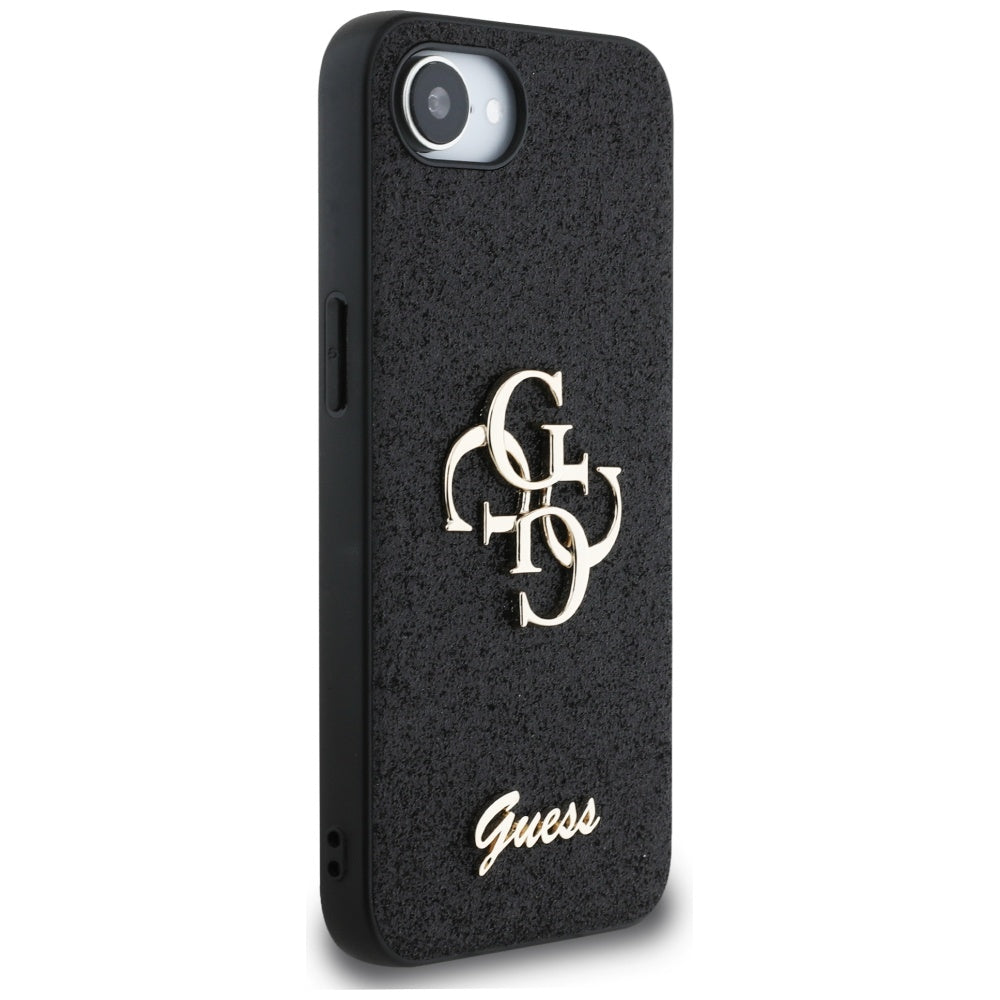 Etui na Apple iPhone 16e, Guess, Fixed Glitter Big 4G, Czarne