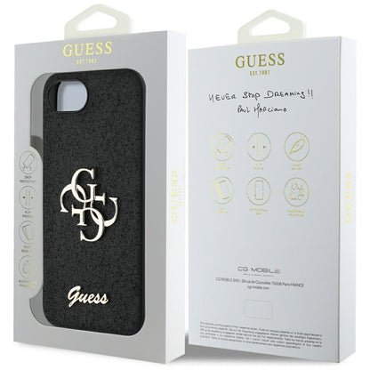 Etui na Apple iPhone 16e, Guess, Fixed Glitter Big 4G, Czarne