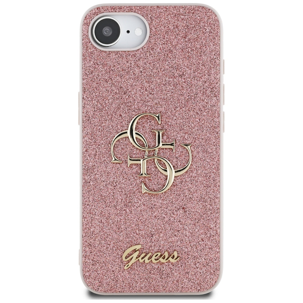 Etui na Apple iPhone 16e, Guess, Fixed Glitter Big 4G, Różowy