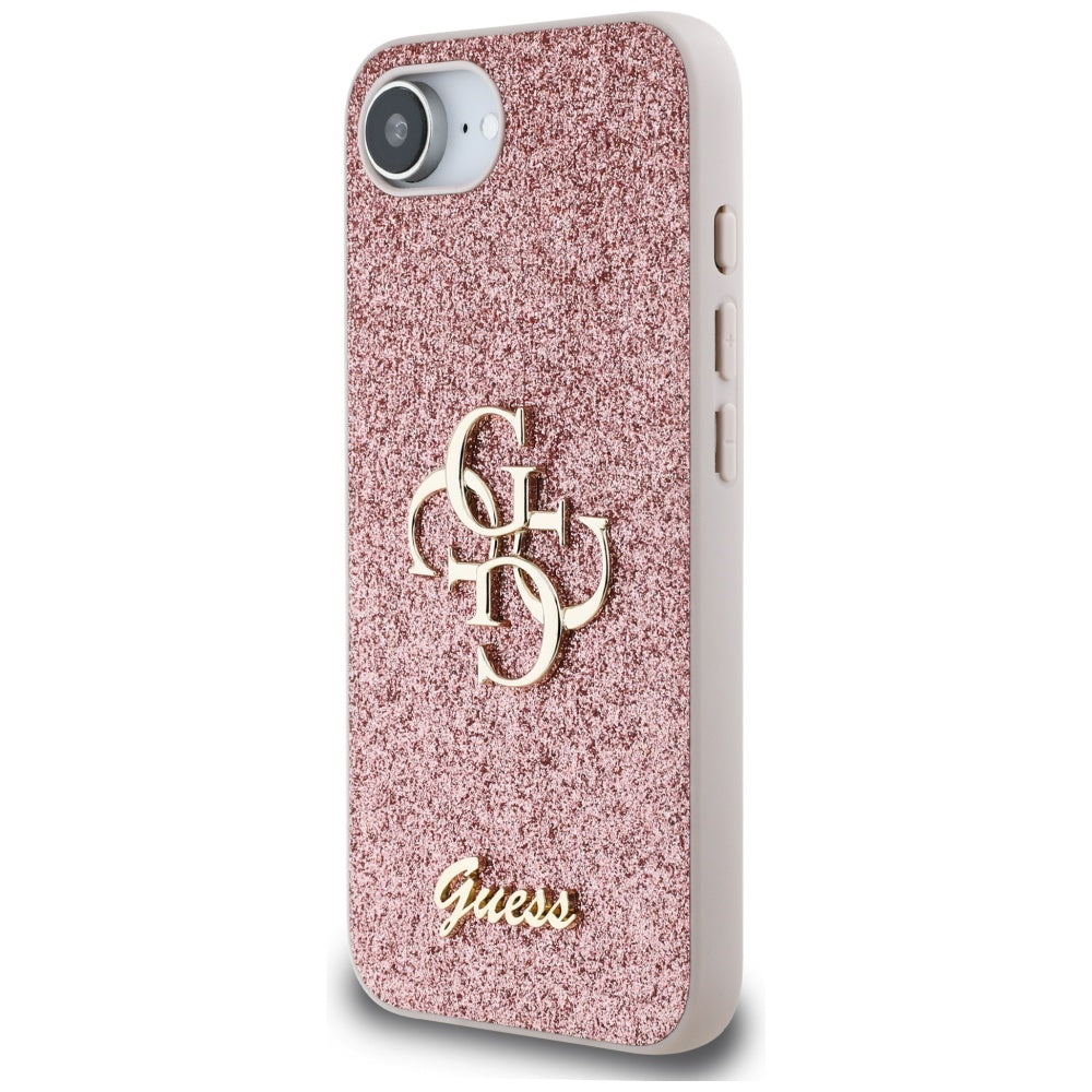 Etui na Apple iPhone 16e, Guess, Fixed Glitter Big 4G, Różowy