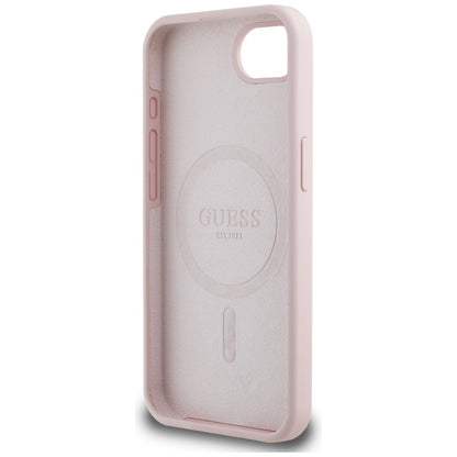 Etui na Apple iPhone 16e, Guess, Script Metal Logo, Różowy