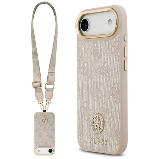 Case for Apple iPhone 17 Air, Guess, 4G Strass Logo and Big Strap, Pink