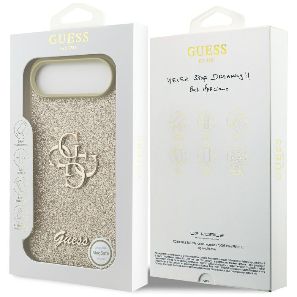 Etui na Apple iPhone 17 Air, Guess, Fixed Glitter Big 4G, Złote
