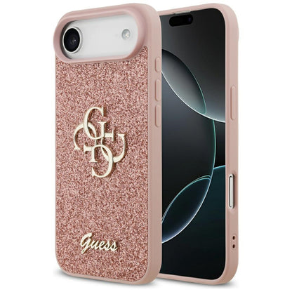 Etui na Apple iPhone 17 Air, Guess, Fixed Glitter Big 4G, Różowy