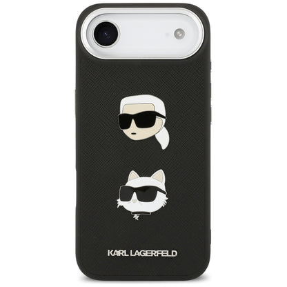 Etui na Apple iPhone 17 Air, Karl Lagerfeld, Grained Karl & Choupette's Heads Pins and Logo, Czarne