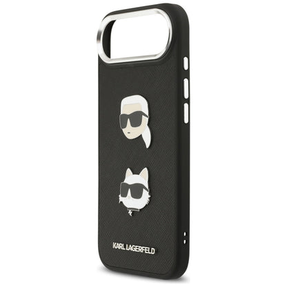 Etui na Apple iPhone 17 Air, Karl Lagerfeld, Grained Karl & Choupette's Heads Pins and Logo, Czarne