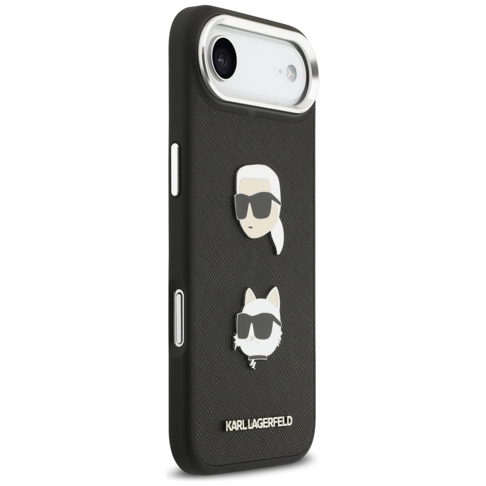 Etui na Apple iPhone 17 Air, Karl Lagerfeld, Grained Karl & Choupette's Heads Pins and Logo, Czarne