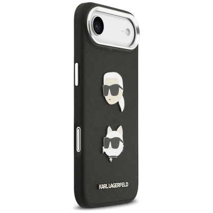Etui na Apple iPhone 17 Air, Karl Lagerfeld, Grained Karl & Choupette's Heads Pins and Logo, Czarne