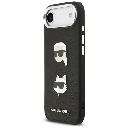 Etui na Apple iPhone 17 Air, Karl Lagerfeld, Grained Karl & Choupette's Heads Pins and Logo, Czarne