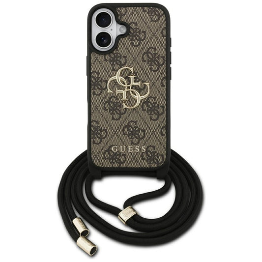 Case for Apple iPhone 17, Guess, 4G CBDY Big Logo with Cord Strap, Brown