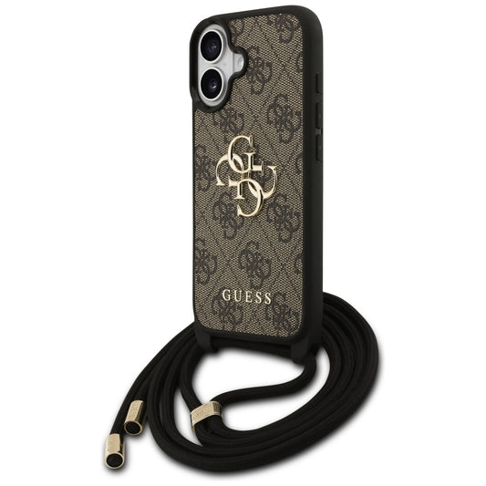 Case for Apple iPhone 17, Guess, 4G CBDY Big Logo with Cord Strap, Brown