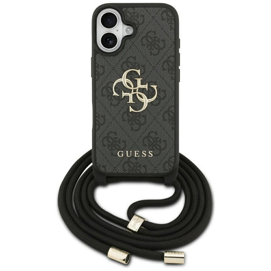 Case for Apple iPhone 17, Guess, 4G CBDY Big Logo with Cord Strap, Black