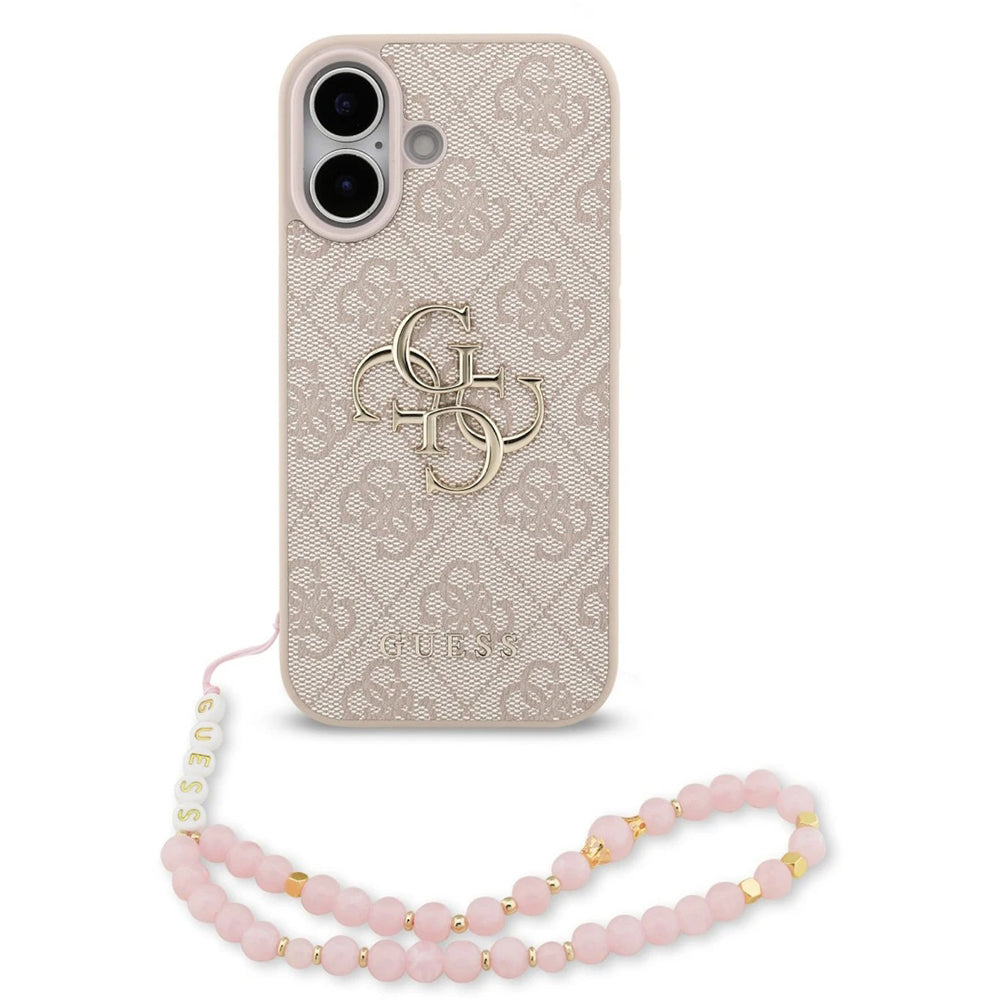 Etui na Apple iPhone 17, Guess, 4G Classic Logo with Strap, Różowy
