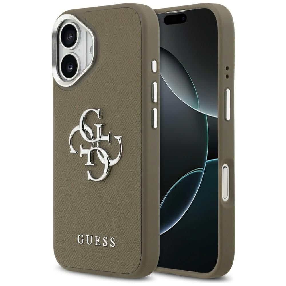 Case for Apple iPhone 17, Guess, 4G Grained Big And Classic Logo, Silver Brown