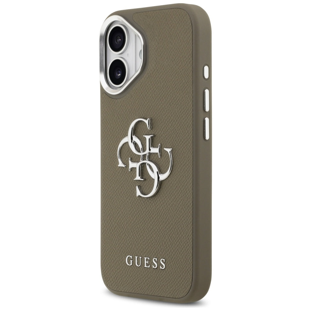 Case for Apple iPhone 17, Guess, 4G Grained Big And Classic Logo, Silver Brown