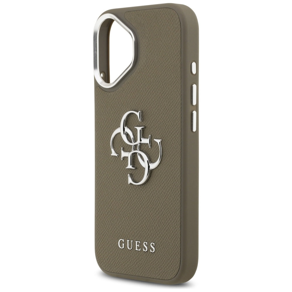 Case for Apple iPhone 17, Guess, 4G Grained Big And Classic Logo, Silver Brown