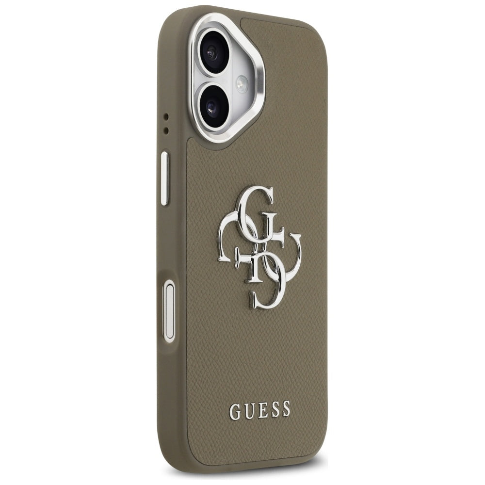 Case for Apple iPhone 17, Guess, 4G Grained Big And Classic Logo, Silver Brown