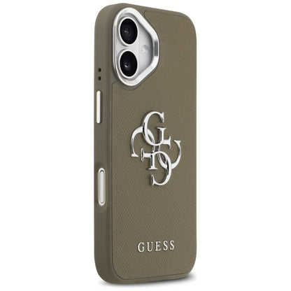 Case for Apple iPhone 17, Guess, 4G Grained Big And Classic Logo, Silver Brown
