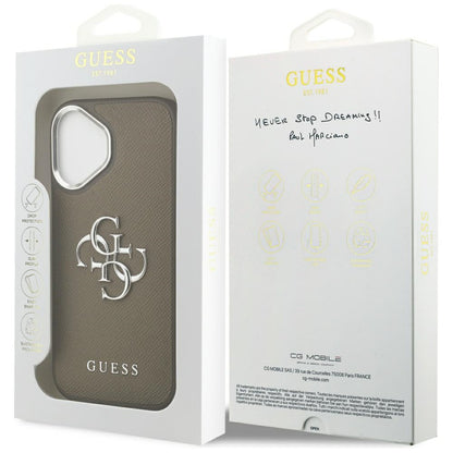 Case for Apple iPhone 17, Guess, 4G Grained Big And Classic Logo, Silver Brown