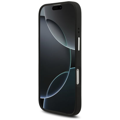 Etui na Apple iPhone 17, Guess, 4G Grained Big and Classic Logo, Czarne Srebrzyste