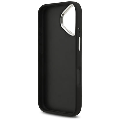 Etui na Apple iPhone 17, Guess, 4G Grained Big and Classic Logo, Czarne Srebrzyste