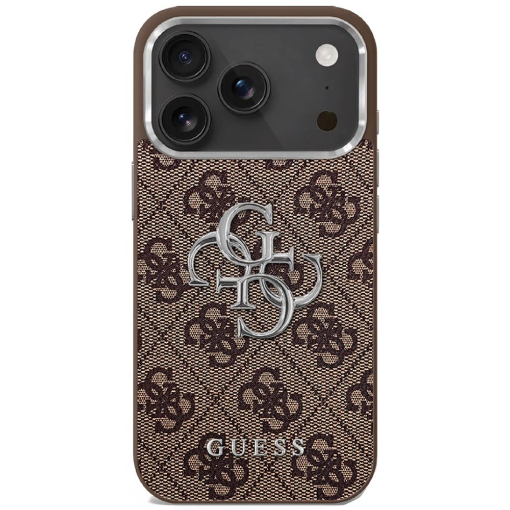 Etui na Apple iPhone 17, Guess, Big 4G Logo Classic, Brązowo-Srebrne