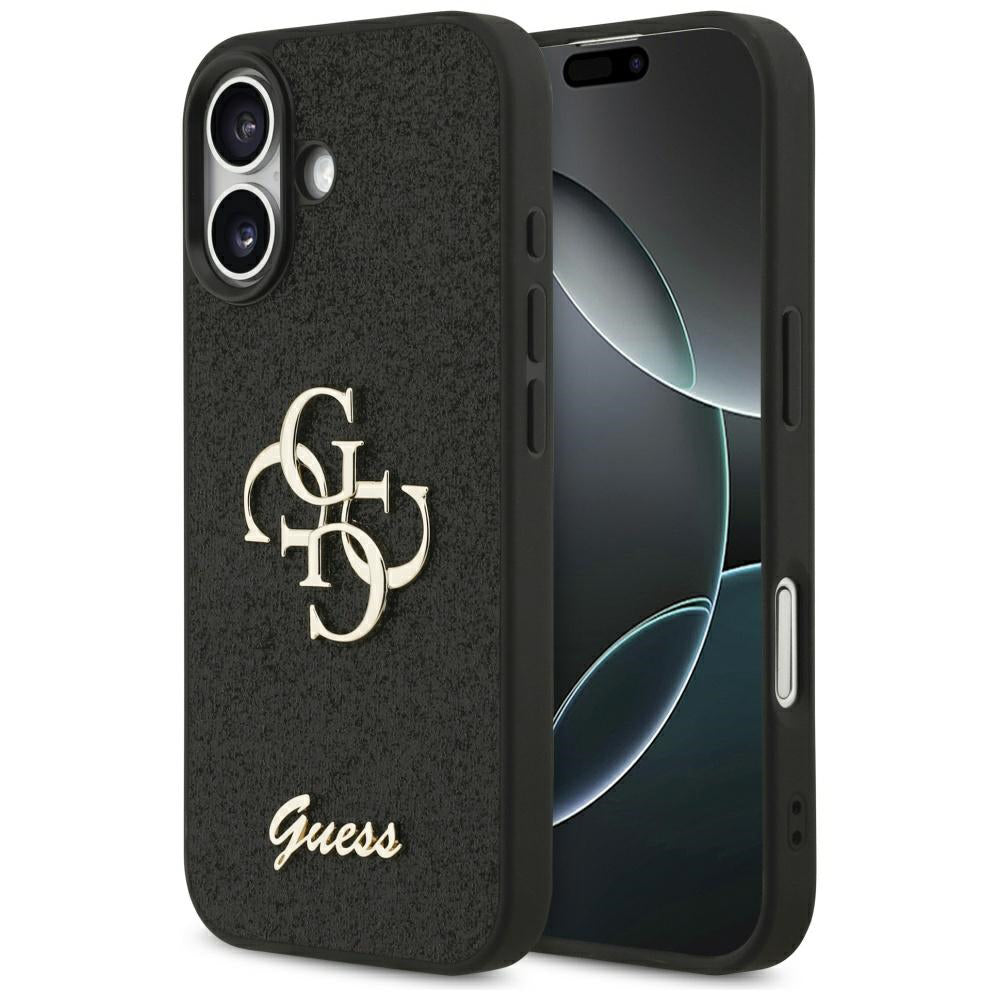 Etui na Apple iPhone 17, Guess, Fixed Glitter Big 4G, Czarne