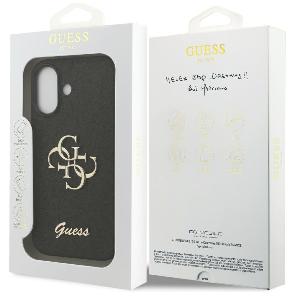 Etui na Apple iPhone 17, Guess, Fixed Glitter Big 4G, Czarne