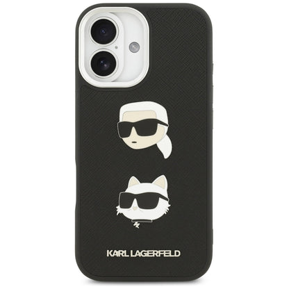 Etui na Apple iPhone 17, Karl Lagerfeld, Grained Karl & Choupette's Heads Pins and Logo, Czarne