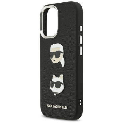 Etui na Apple iPhone 17, Karl Lagerfeld, Grained Karl & Choupette's Heads Pins and Logo, Czarne