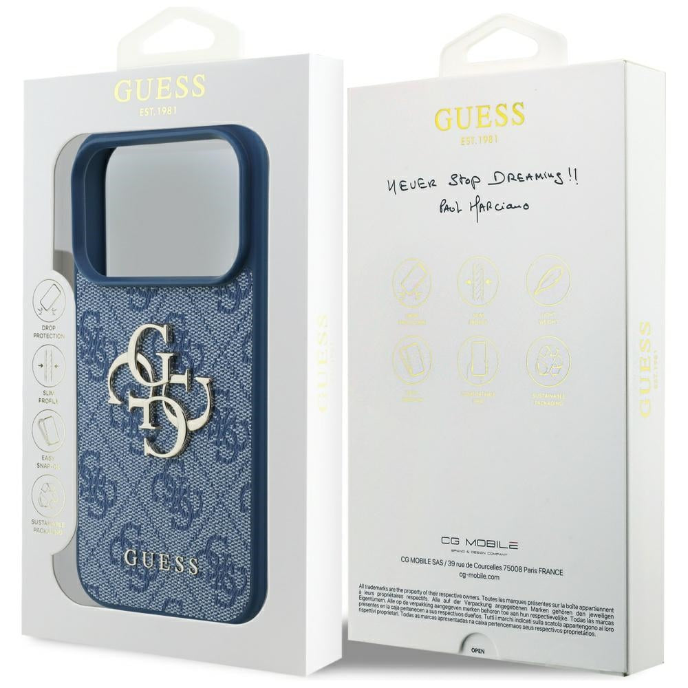 Etui na Apple iPhone 17 Pro, Guess, 4G Big Logo, Niebieskie