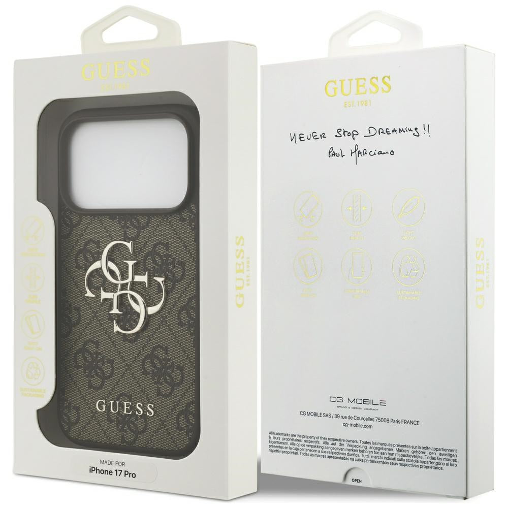 Etui na Apple iPhone 17 Pro, Guess, 4G Big Logo, Brązowy