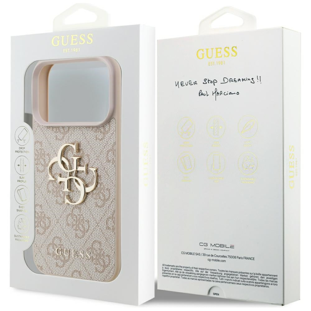 Etui na Apple iPhone 17 Pro, Guess, 4G Big Logo, Różowy