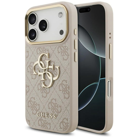 Case for Apple iPhone 17 Pro, Guess, Big 4G Logo Classic, Golden Pink